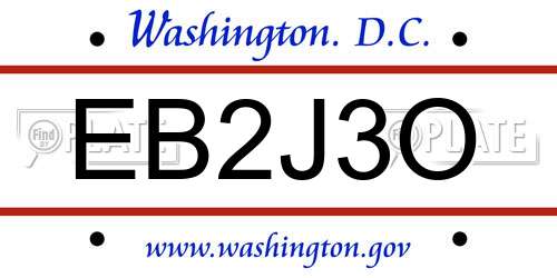 EB2J3O District Of Columbia License Plate