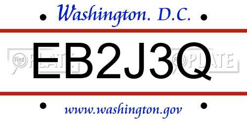 EB2J3Q District Of Columbia License Plate