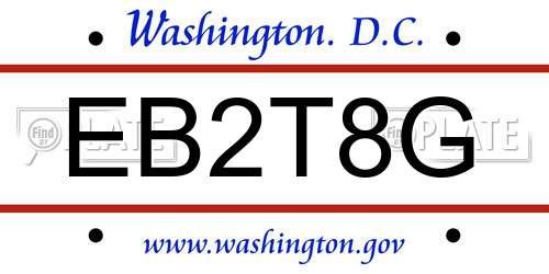 EB2T8G District Of Columbia License Plate