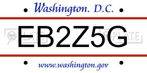EB2Z5G District Of Columbia License Plate