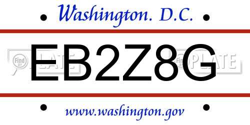 EB2Z8G District Of Columbia License Plate