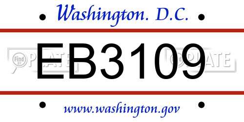 EB3109 District Of Columbia License Plate