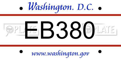 EB380 District Of Columbia License Plate