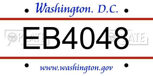 EB4048 District Of Columbia License Plate