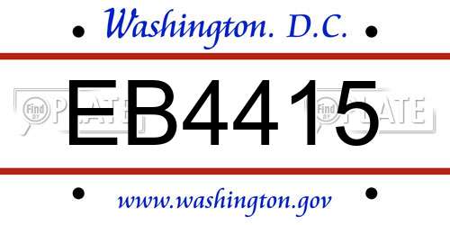 EB4415 District Of Columbia License Plate