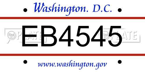 EB4545 District Of Columbia License Plate