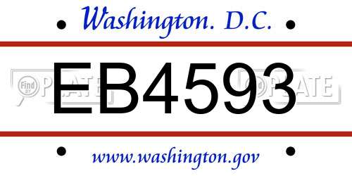 EB4593 District Of Columbia License Plate