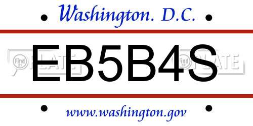 EB5B4S District Of Columbia License Plate