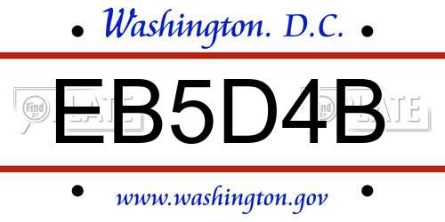 EB5D4B District Of Columbia License Plate