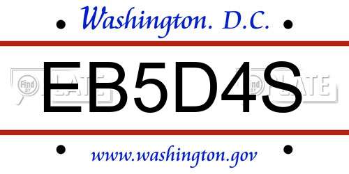 EB5D4S District Of Columbia License Plate