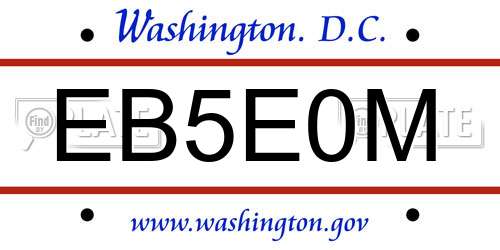 EB5E0M District Of Columbia License Plate