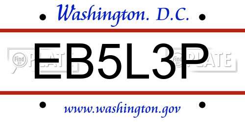 EB5L3P District Of Columbia License Plate