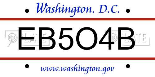 EB5O4B District Of Columbia License Plate