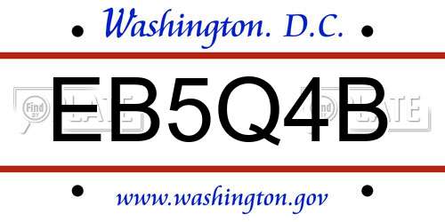 EB5Q4B District Of Columbia License Plate
