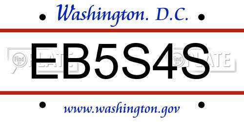 EB5S4S District Of Columbia License Plate