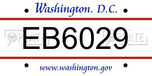 EB6029 District Of Columbia License Plate