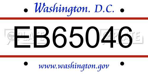 EB65046 District Of Columbia License Plate