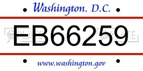 EB66259 District Of Columbia License Plate