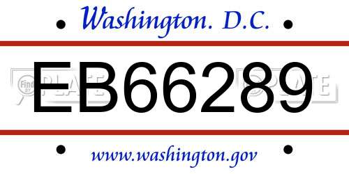 EB66289 District Of Columbia License Plate