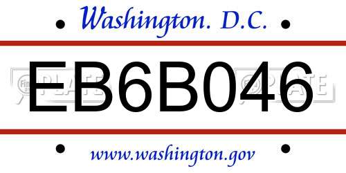 EB6B046 District Of Columbia License Plate
