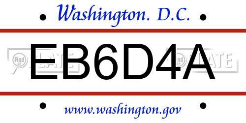 EB6D4A District Of Columbia License Plate