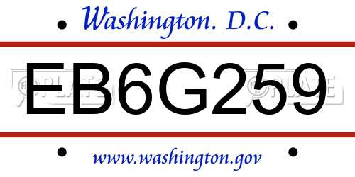 EB6G259 District Of Columbia License Plate