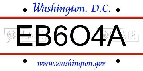 EB6O4A District Of Columbia License Plate