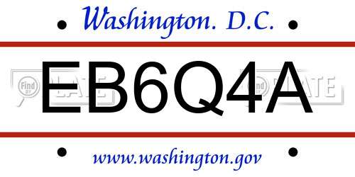 EB6Q4A District Of Columbia License Plate
