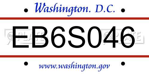 EB6S046 District Of Columbia License Plate