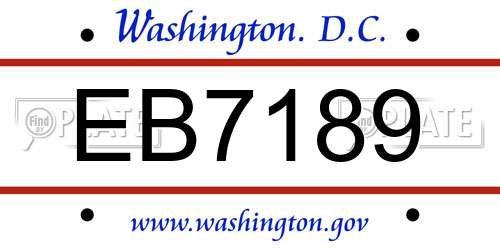 EB7189 District Of Columbia License Plate