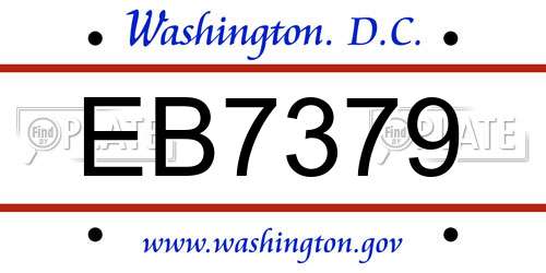 EB7379 District Of Columbia License Plate
