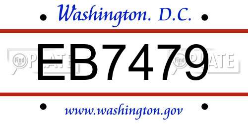 EB7479 District Of Columbia License Plate