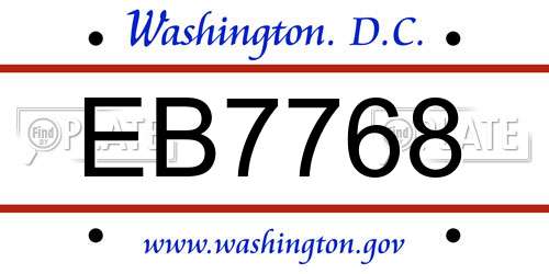EB7768 District Of Columbia License Plate