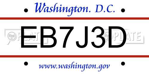 EB7J3D District Of Columbia License Plate