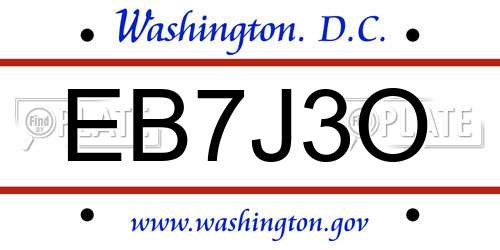 EB7J3O District Of Columbia License Plate