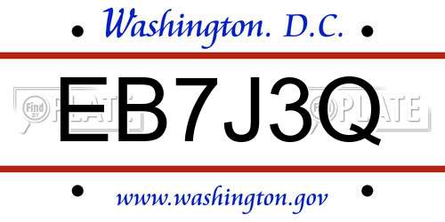 EB7J3Q District Of Columbia License Plate