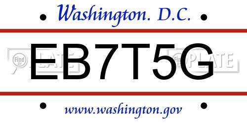 EB7T5G District Of Columbia License Plate