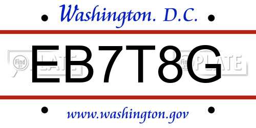 EB7T8G District Of Columbia License Plate
