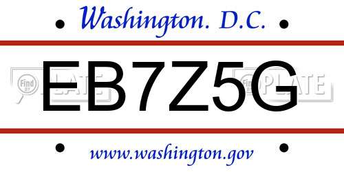 EB7Z5G District Of Columbia License Plate