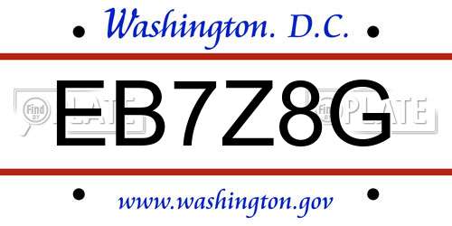 EB7Z8G District Of Columbia License Plate