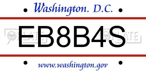EB8B4S District Of Columbia License Plate