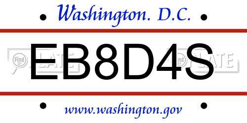 EB8D4S District Of Columbia License Plate