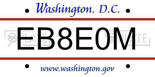 EB8E0M District Of Columbia License Plate