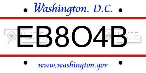 EB8O4B District Of Columbia License Plate