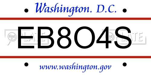 EB8O4S District Of Columbia License Plate