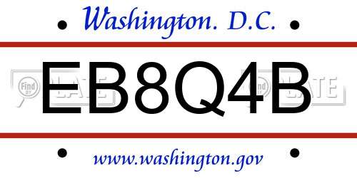EB8Q4B District Of Columbia License Plate