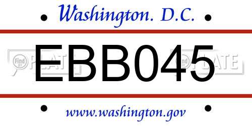 EBB045 District Of Columbia License Plate