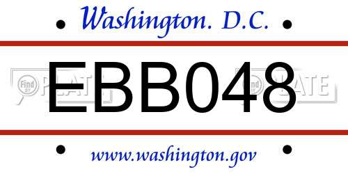 EBB048 District Of Columbia License Plate