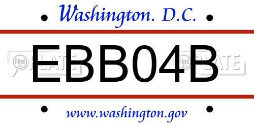 EBB04B District Of Columbia License Plate