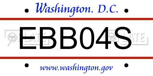 EBB04S District Of Columbia License Plate